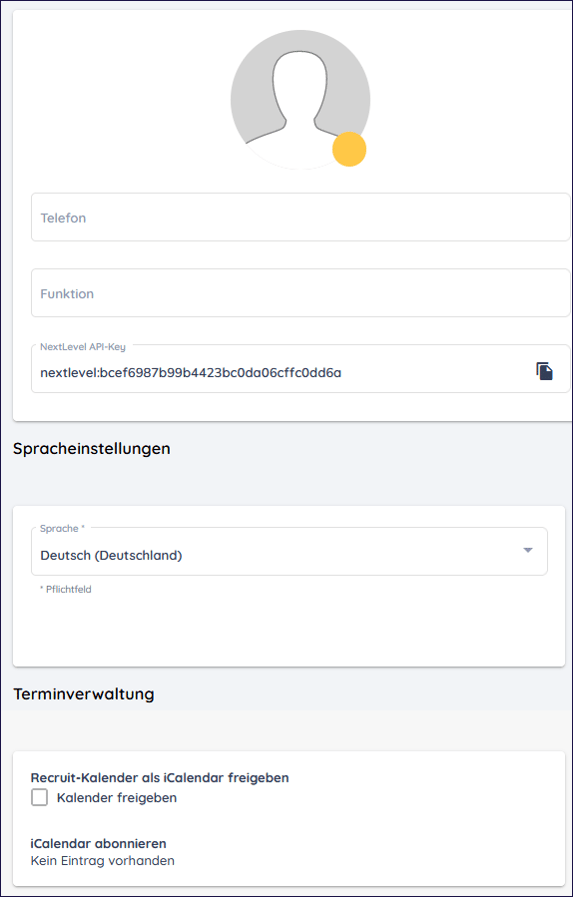 Screenshot: Kalenderfreigabe aktivieren in Recruit