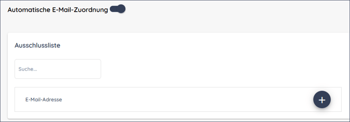 Screenshot der Option Automatische E-Mail-Zuordnung in den E-Mail-Konto-Einstellungen von zvoove Recruit