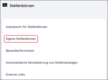 Einstellungen Stellenbörsen in zvoove Recruit
