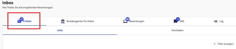 Bereich E-Mails in der Inbox
